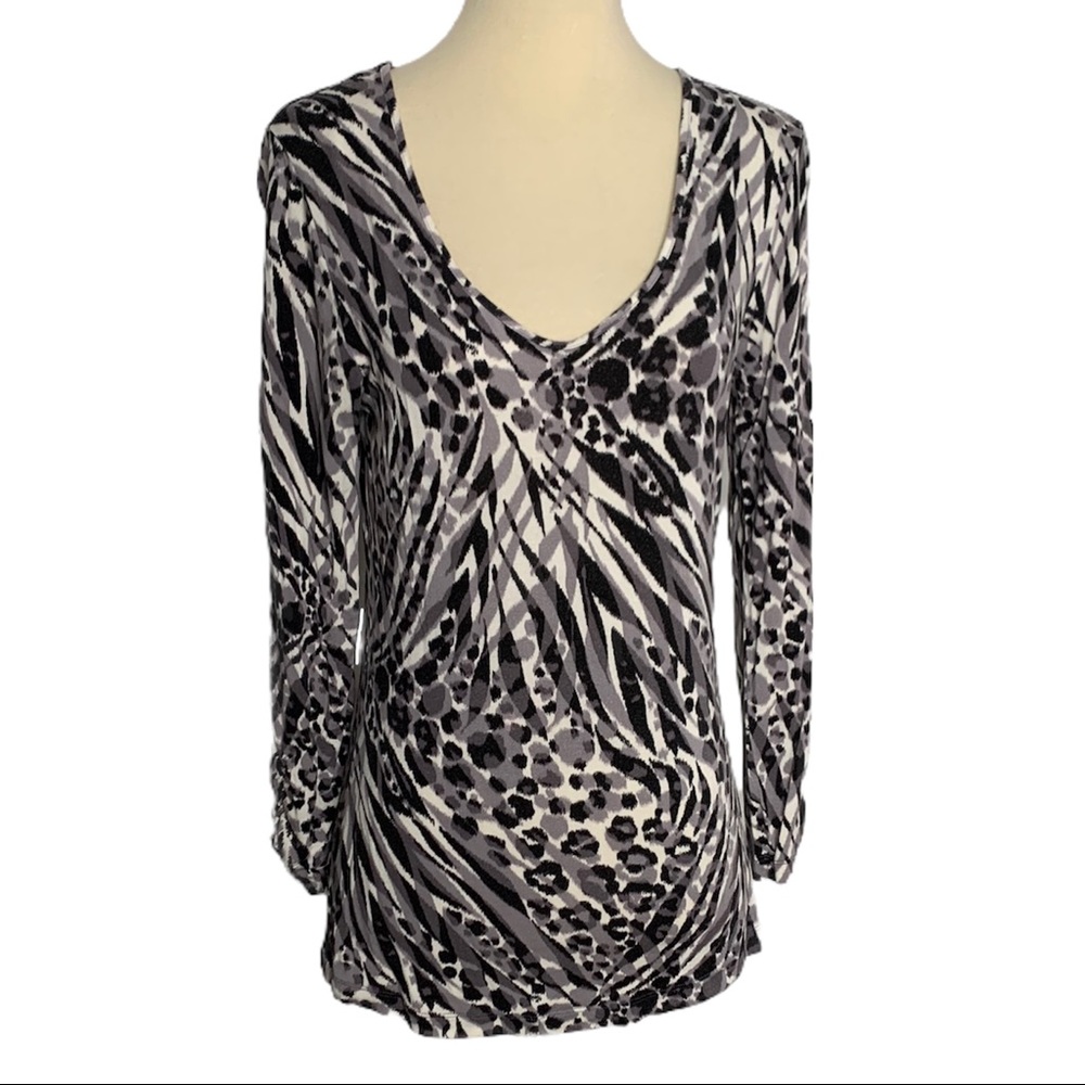 Cable & Gauge black & white leopard print top, M